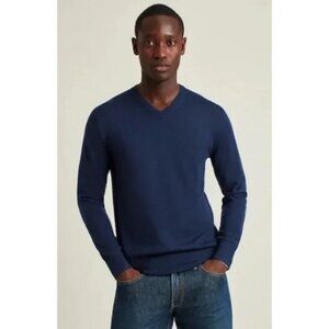Bonobos Extra Fine Merino Wool V-neck Sweater Men's XL Slim Fit Navy Blue